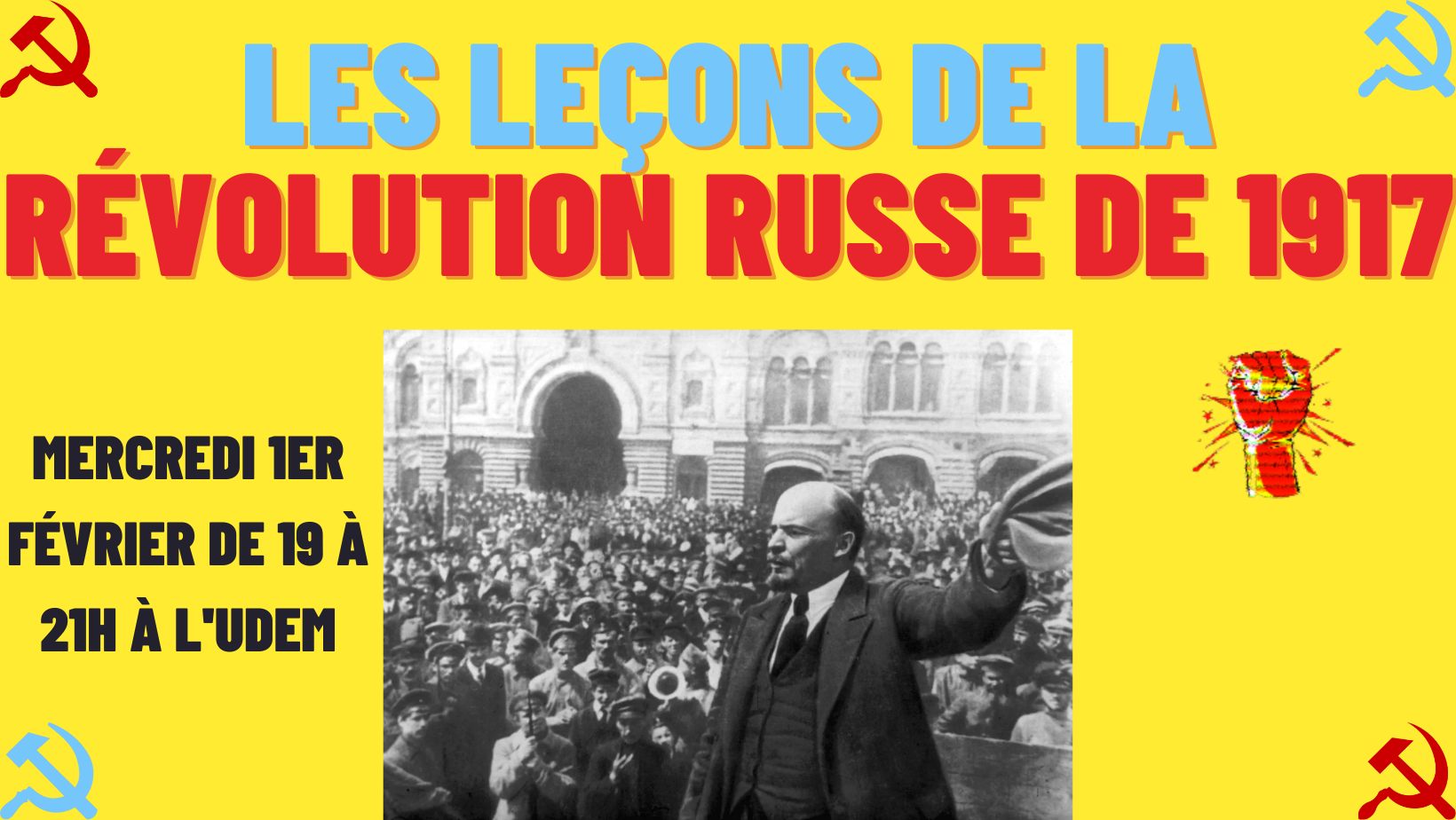 Affiche. Université de Montréal. Conférence-discussion. Les leçons de la révolution russe. 2023-02-01